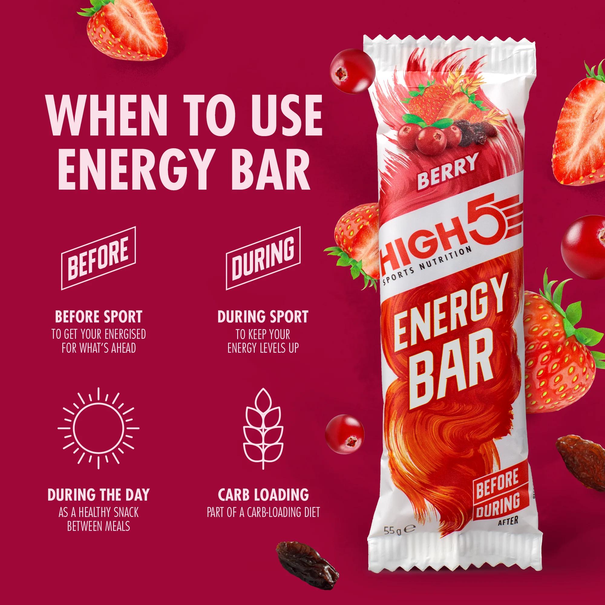 Barre Énergétique HIGH5 ENERGY BAR (55g) Fruits rouges - Image 3