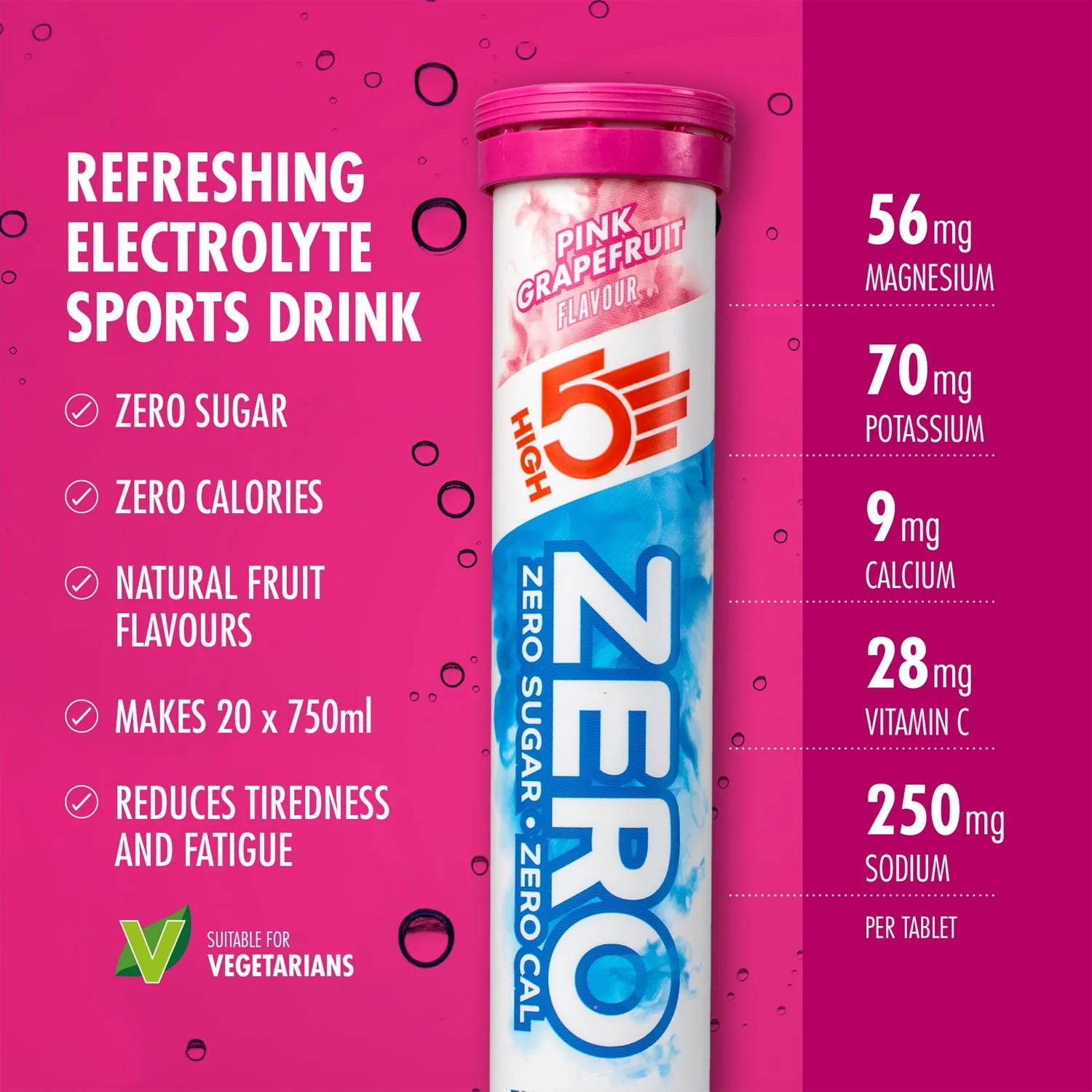 Pastilles d'Hydratation Electrolytes HIGH5 ZERO (x20) Pamplemousse - Image 2