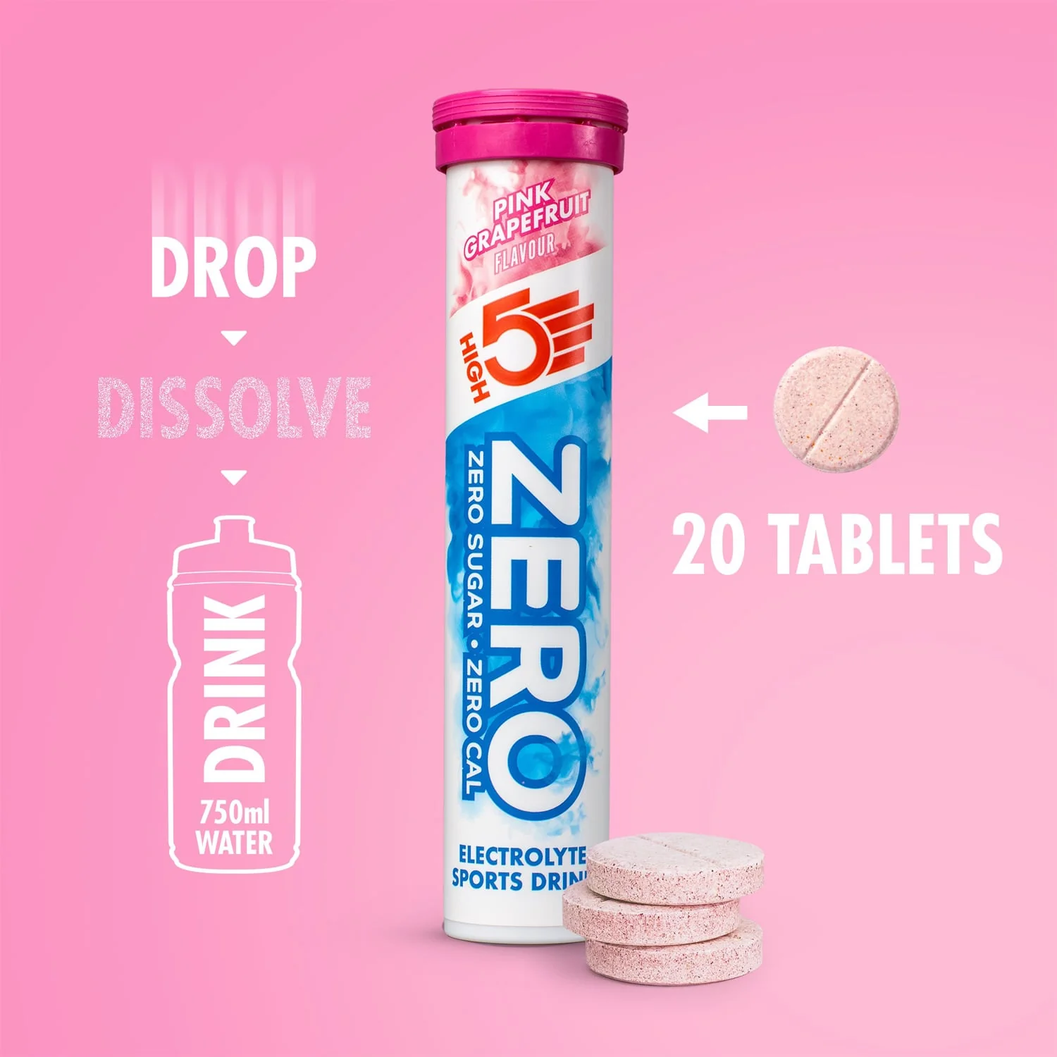 Pastilles d'Hydratation Electrolytes HIGH5 ZERO (x20) Pamplemousse - Image 3
