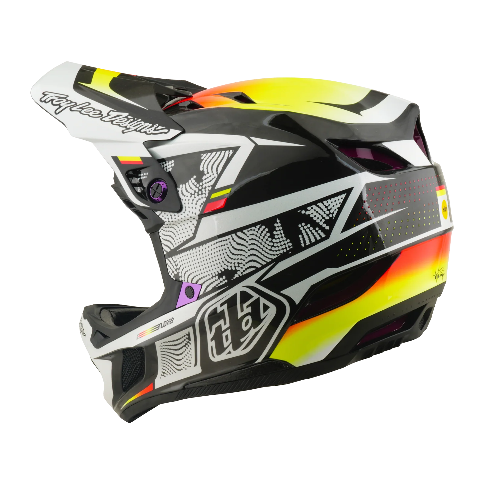 Casque VTT TROY LEE DESIGNS D4 CARBON MIPS Lined Up Noir/Jaune - Image 3