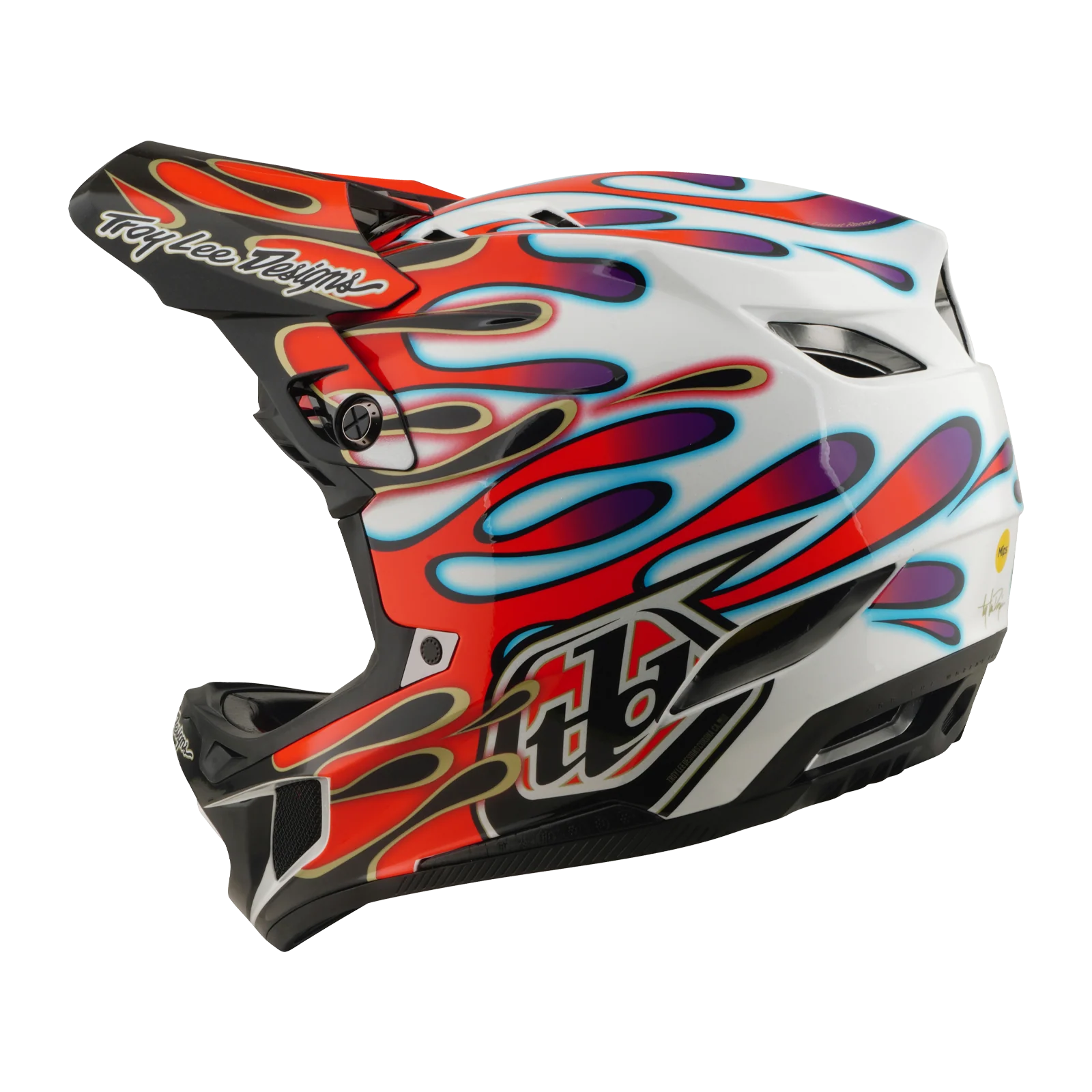 Casque VTT TROY LEE DESIGNS D4 COMPOSITE MIPS OVERSPRAY Blanc/Rouge - Image 3