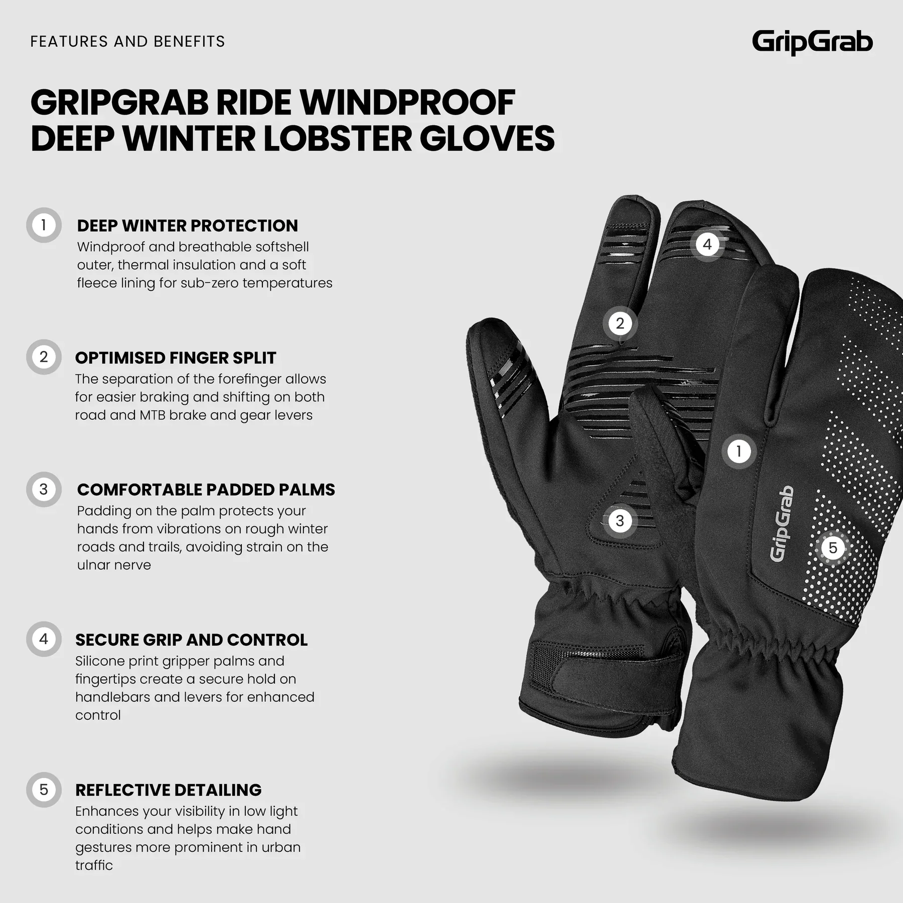 Gants GRIPGRAB DEEP WINTER LOBSTER Noir - Image 9