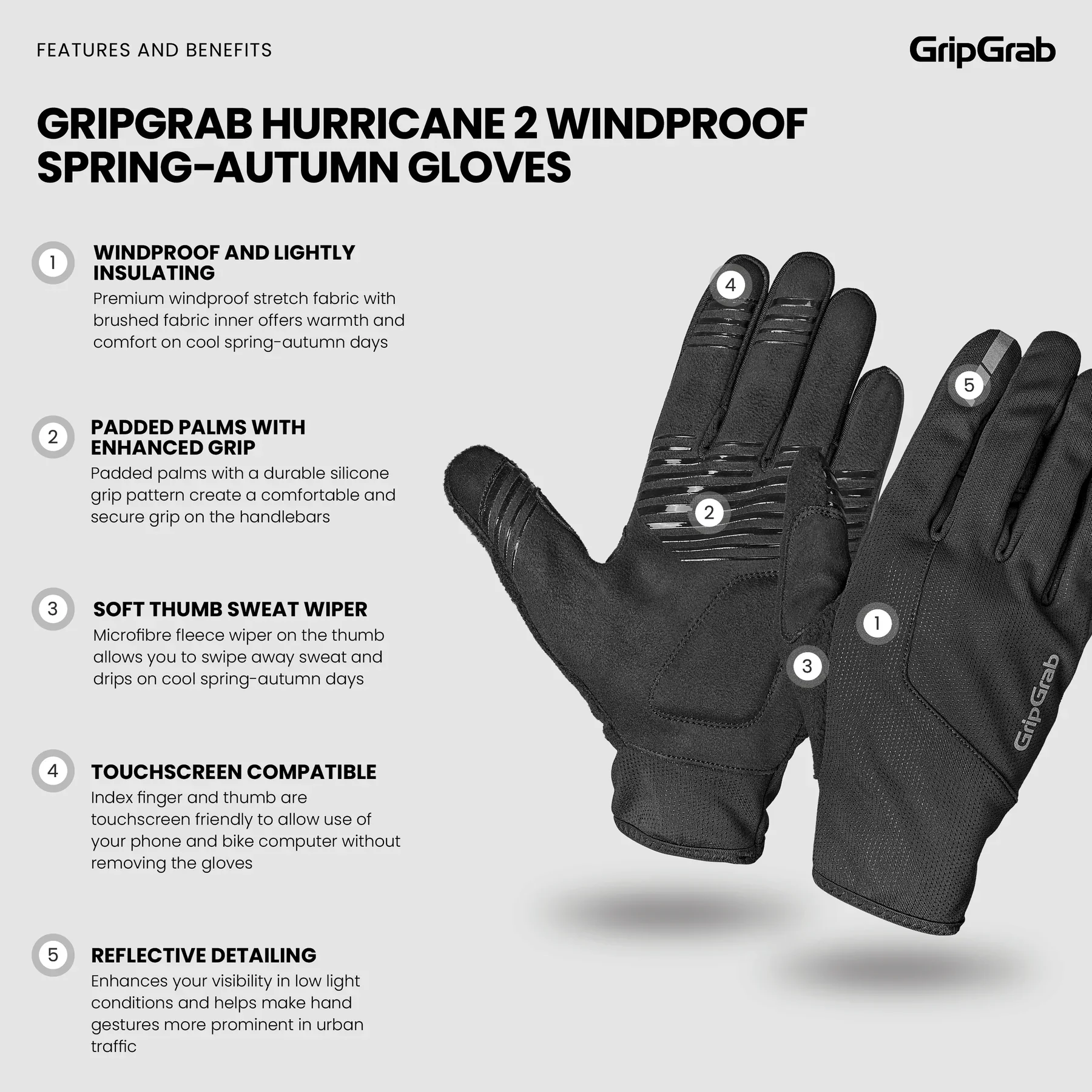 Gants GRIPGRAB HURRICANE 2 WINDPROOF SPRING AUTUMN Noir - Image 7