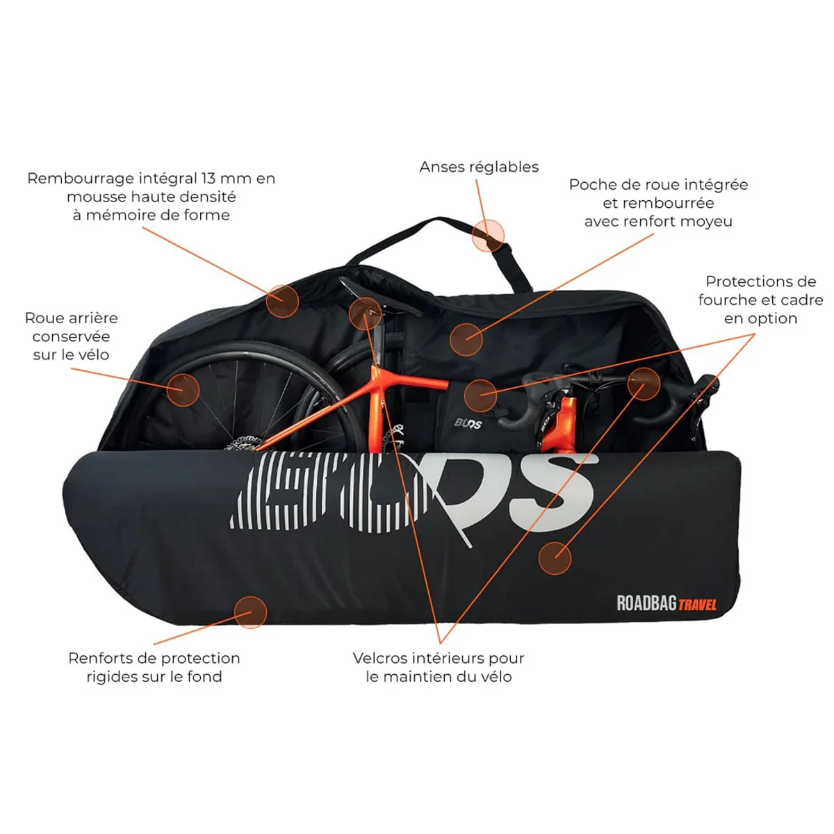 Housse de Vélo Route BUDS ROADBAG TRAVEL (spécial Avion) Noir - Image 5