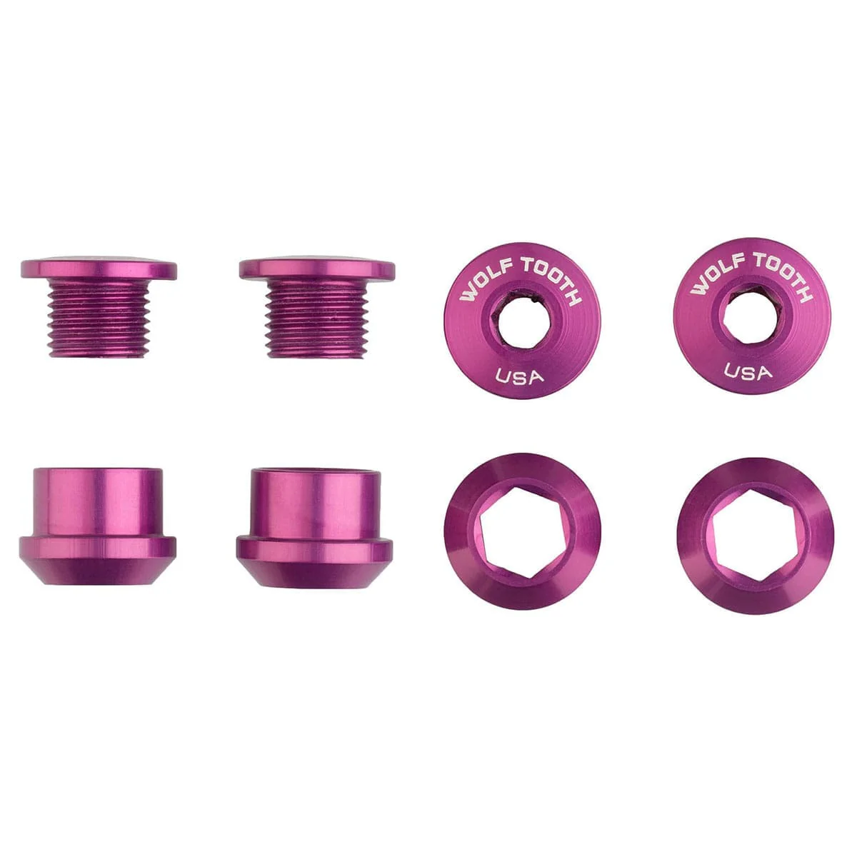 Kit 4 Vis et Ecrous Cheminés M8x6 mm WOLF TOOTH Transmission 1X Violet