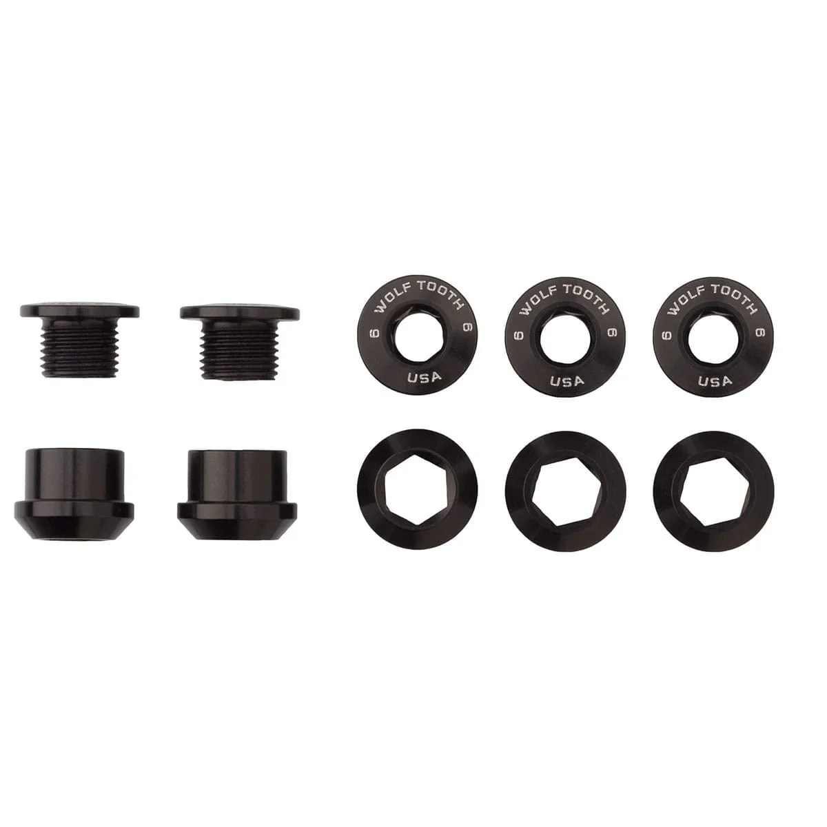 Kit Pédalier 5 Vis et Ecrous Cheminés M8x6 mm WOLF TOOTH 1X Noir