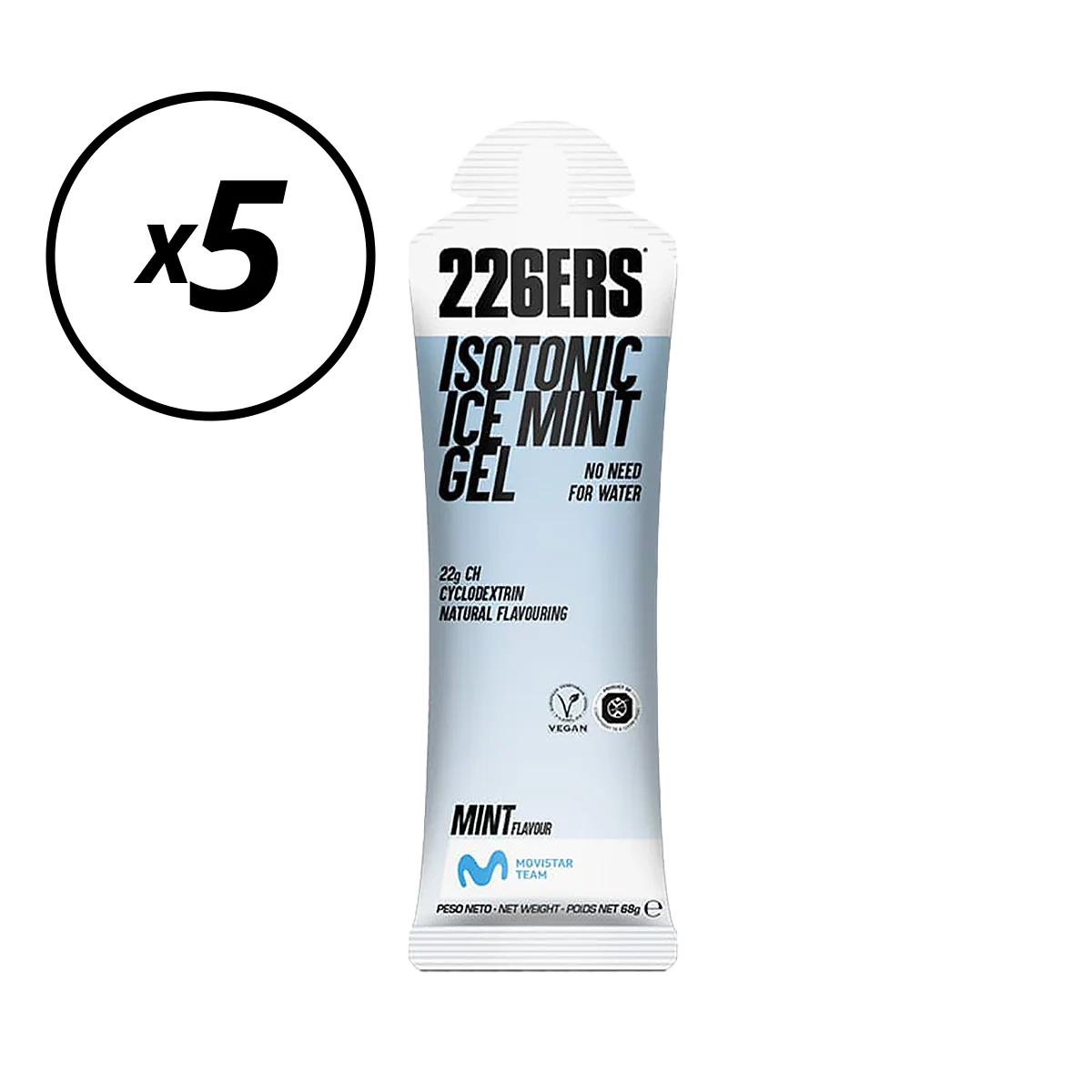 Lot de 5 Gels Énergétique 226ERS ISOTONIC (68G) Menthe DLUO Dépassée