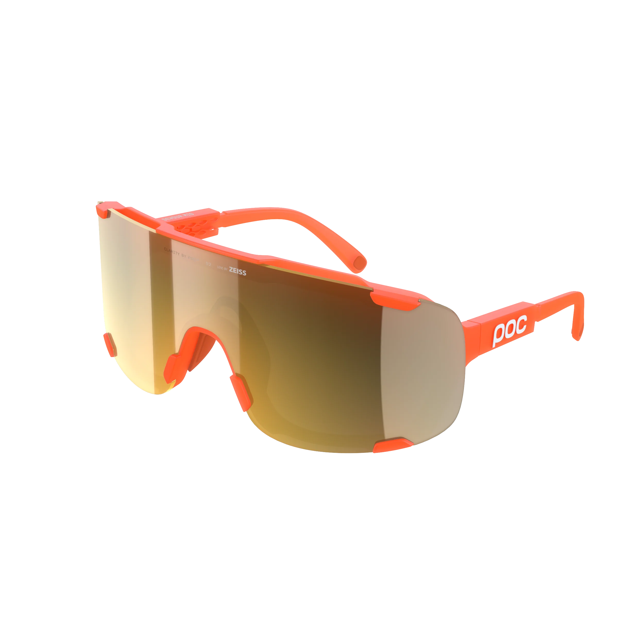 Lunettes POC DEVOUR MID Orange Fluo Translucide Verre Clarity Road Partly Sunny Gold