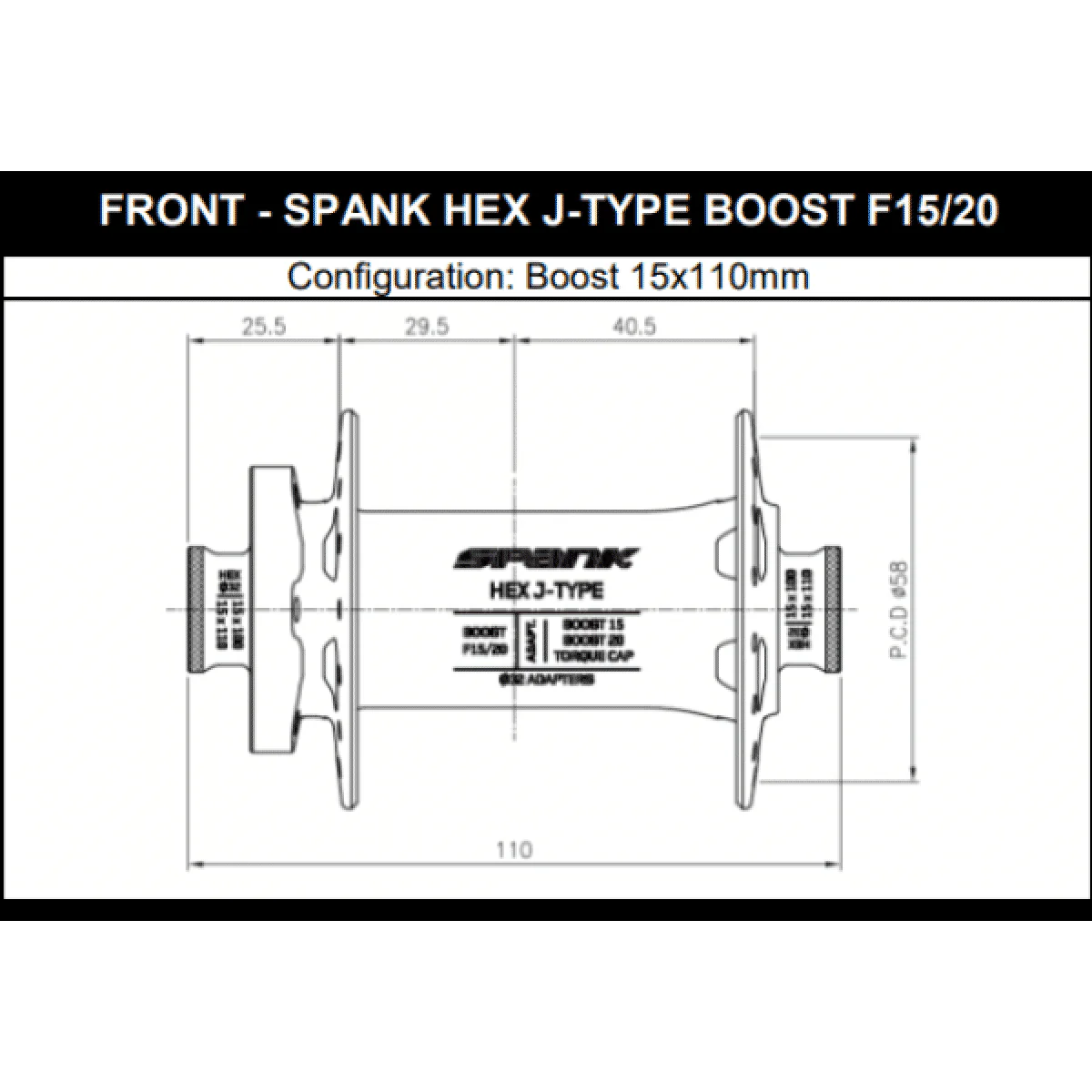 Moyeu Avant SPANK HEX J-Type 15/20 mm Boost Argent - Image 2