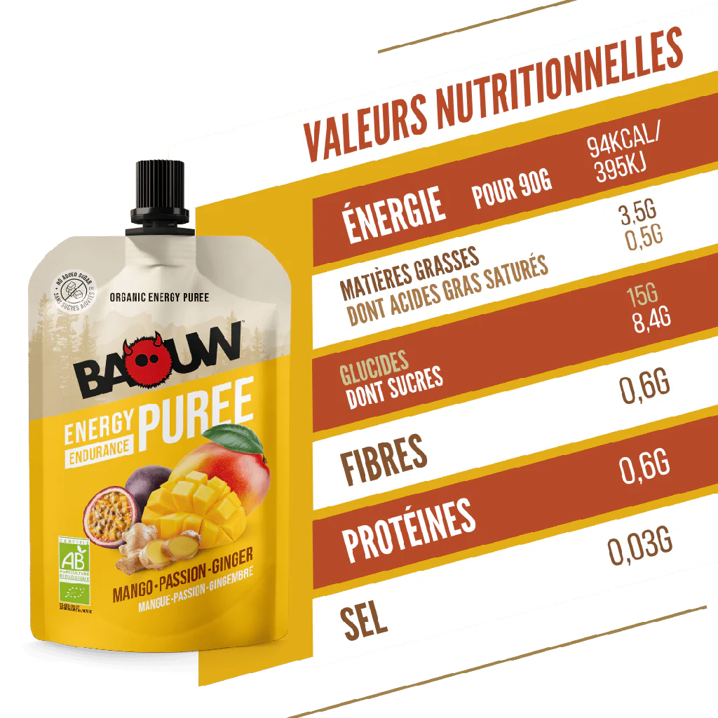 Purée Energétique BAOUW Bio Recette Mangue/Passion/Gingembre (90g) - Image 2